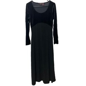 Shape FX 10 Black Velour Maxi Dress Goth Whimsigoth Dark‎ Romantic Bodycon Dress